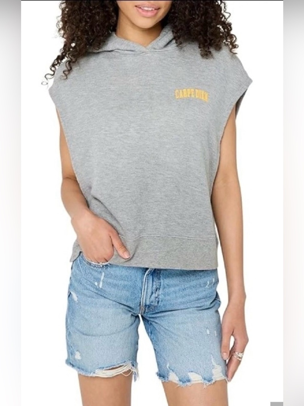 NWT Spiritual Gangster Sleeveless Gray Hooded Sweatshirt $128 MSRP size L